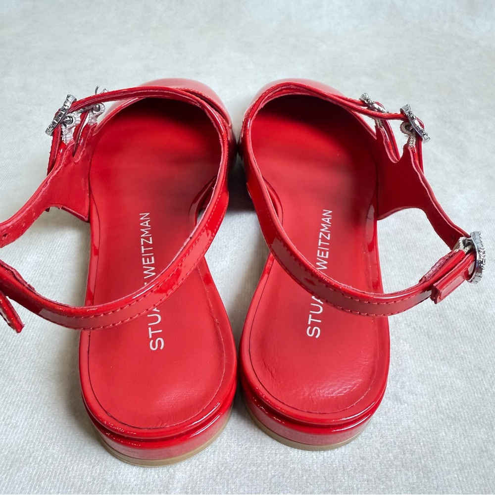 Stuart Weitzman Claris Mary Jane Slingback Red Patent Cherry  Size 7 / 37.5 - Picture 11 of 15